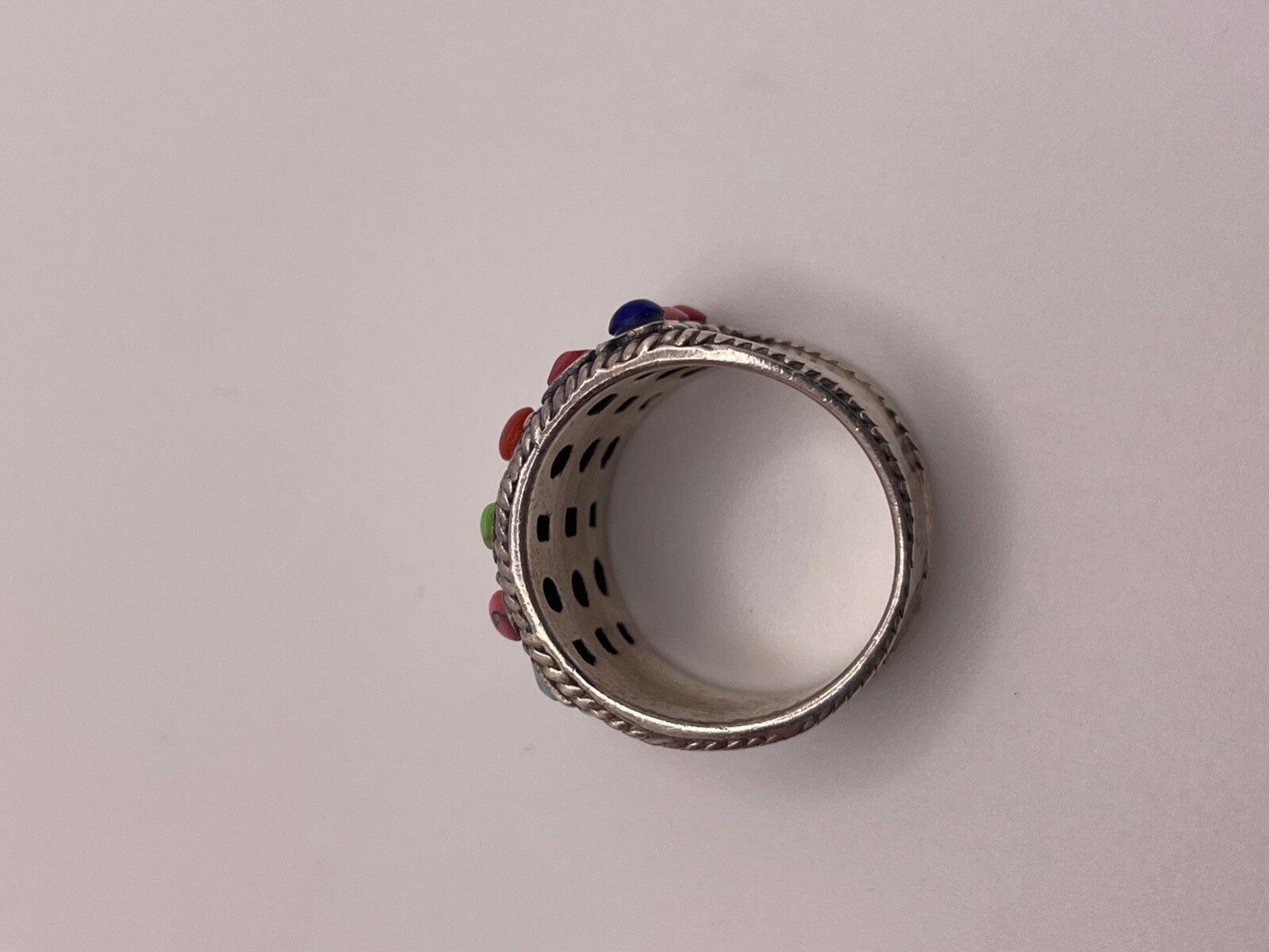 Sterling Silver Multi Colored Stone Ring Size 8.25 - image 11