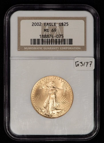 2002 G$25 1/2 oz Gold American Eagle - PQ Spot Free Coin - NGC MS 69 - SKU-G3177