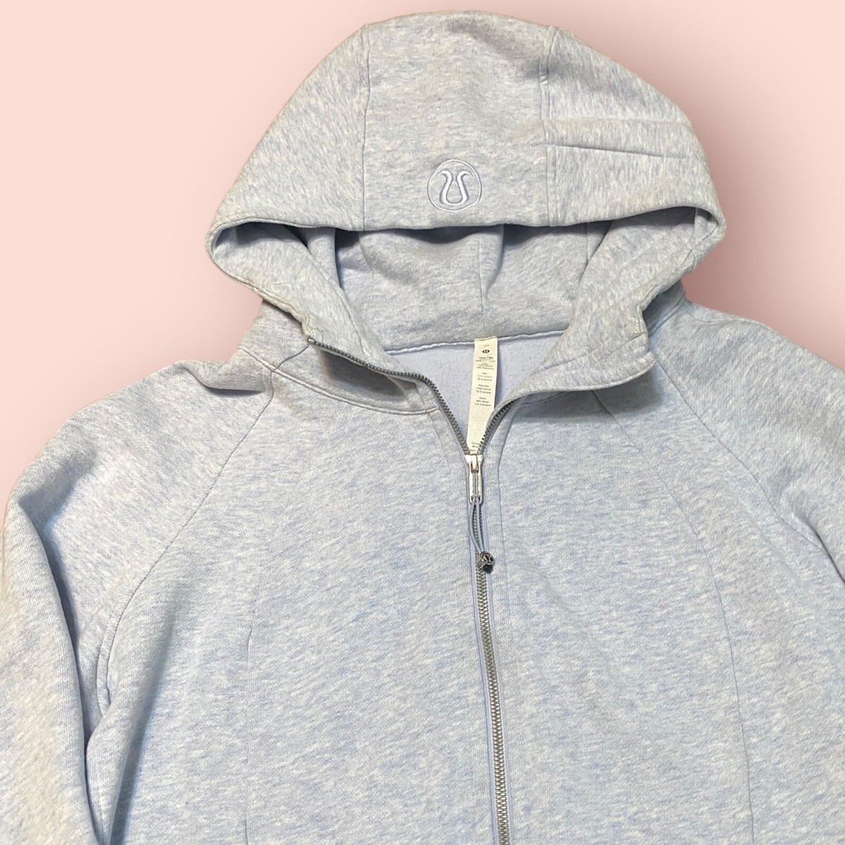 LULULEMON Womens Light Blue Full Zip Scuba Hoodie Size 20