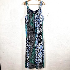 BEME Womens Maxi Dress Size 18 Blue/Green Sleeveless Scoop Neck