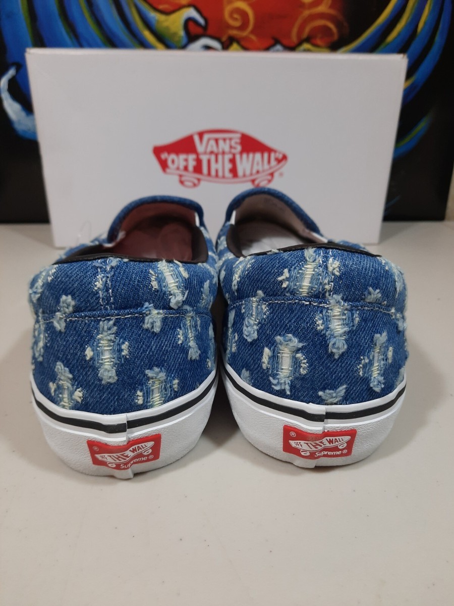 Vans Slip-on Pro X Supreme Blue Hole Punch Denim Size 13 | eBay