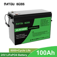 24V 100Ah LiFePO4 Lithium Battery BMS Solar System Boat RV 8000+ Deep Cycle