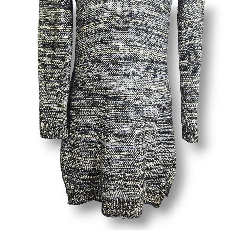 NY Collection Sweater Dress XS Black Gold Knit Grunge Rock Zipper Cold Shoulder - Image 3 of 4