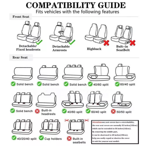 For Chevrolet Car Seat Covers Luxury PU Leather 5-Seats Set Cushion Universal - Foto 15 di 26