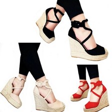 SCARPE Donna Sandali Zeppa Spago Tacchi alti 12 Zatteroni Espadrillas Corda C98