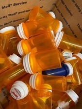 Lot 74 Empty Amber Prescription Rx Pill Bottles Crafts Fishing Storage Hobby Mix
