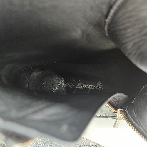 We Free People Leather Platform Ankle Boots 38 US 7.5 Black Maverick Lace-Up Zip - Picture 8 of 13