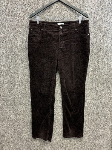 Charter Club Pant Club Brown Paisley Print Corduroy Pants Straight Stretch 14P