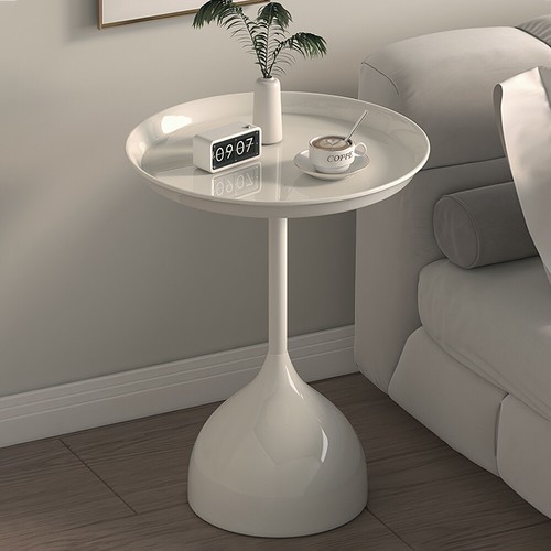 Modern Round Side Table Pedestal Coffee Table Sofa End Metal Tray Bedside Table - Picture 5 of 15
