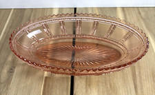 Vintage Pink Depression Glass 8.5" Oval Candy Bowl Serving Dish Excellent