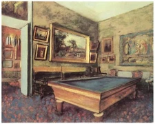 Decor Poster. Fine Graphic Art Design. Pool table in gallery room. Wall Art.1905