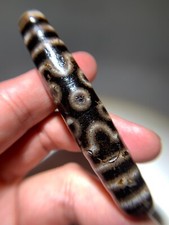 Tibetan Agate Dzi Bead 7 Eyes Amulet Pendant 76mm x 15.3mm