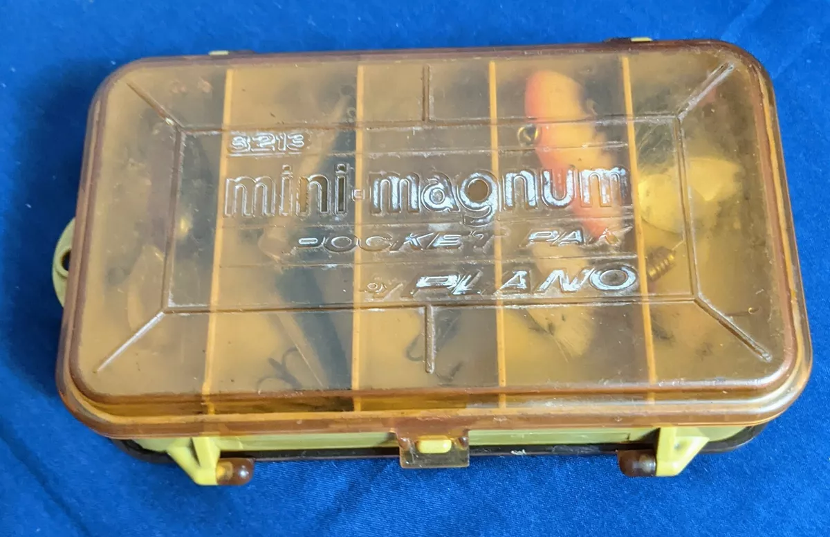 Vtg PLANO 3213 Mini Magnum Pocket Pak Fishing Box w/ Lures FULL 2 Sided