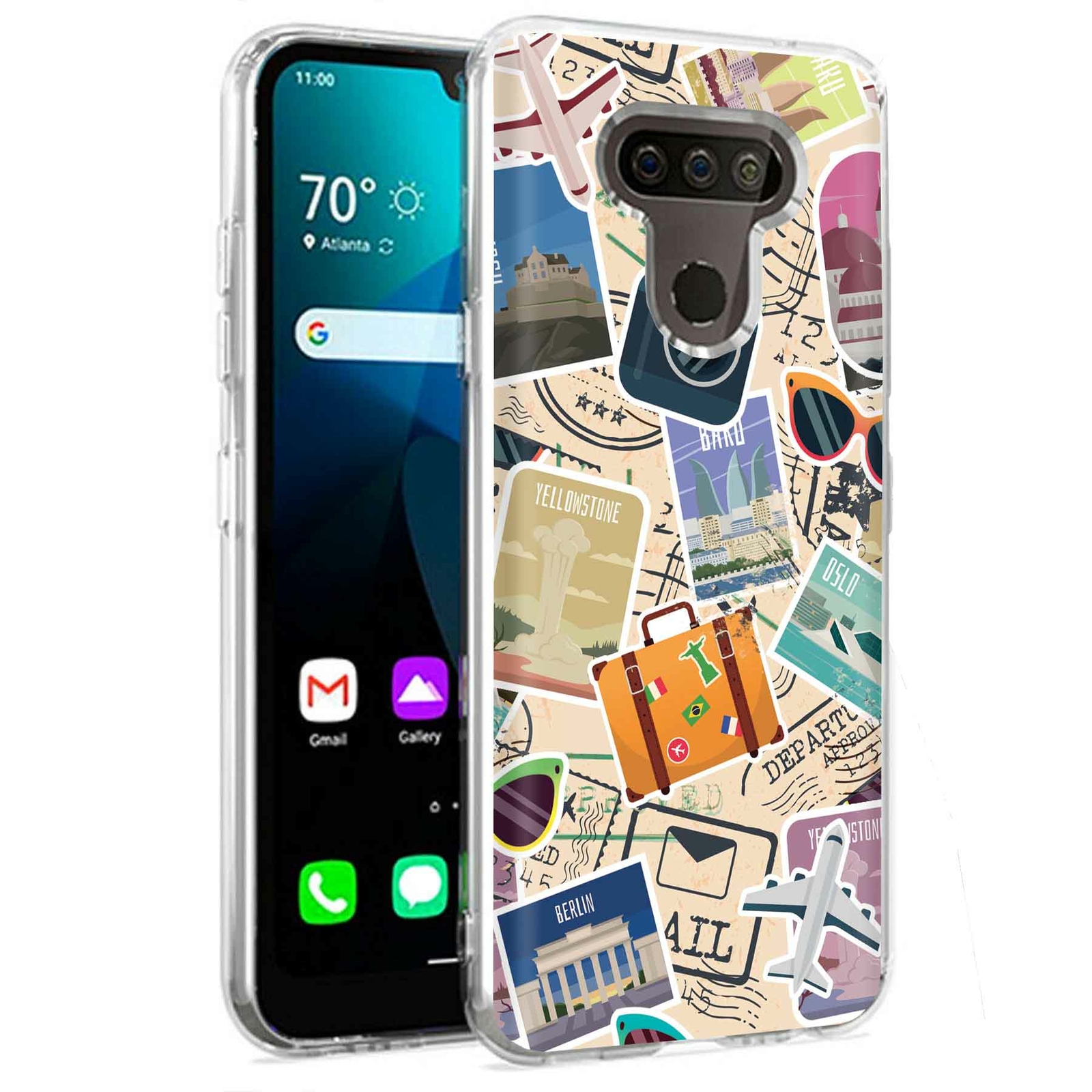 Phone Case for LG Harmony 4,Xpression Plus 3,K40S, Travel Stickers Print