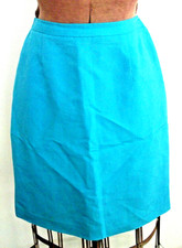 Vtg Blue CASUAL CORNER ANNEX PETITE Blnd Bk Flp LINED Bt Bk Zip Knlg SKIRT/Sz 6P