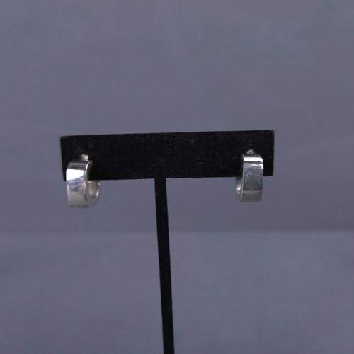 Silpada Chunky Square Huggie Earrings 925 Sterling Silver Square Round Rare - Picture 4 of 9