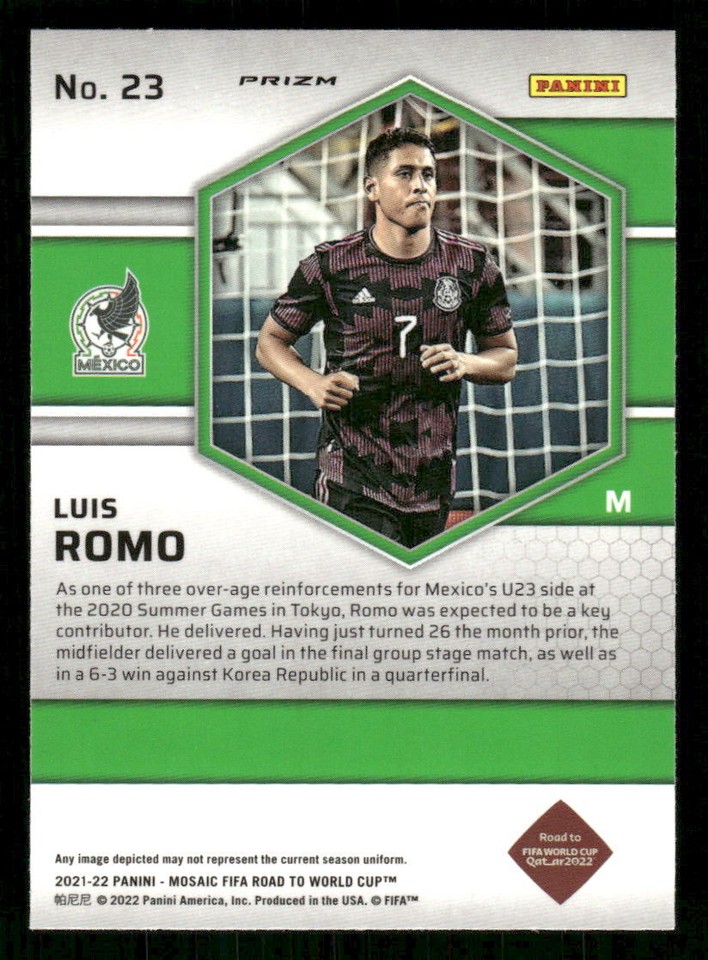 2021-22 Panini Mosaic Road to World Cup Luis Romo Mosaic Reactive Red ...