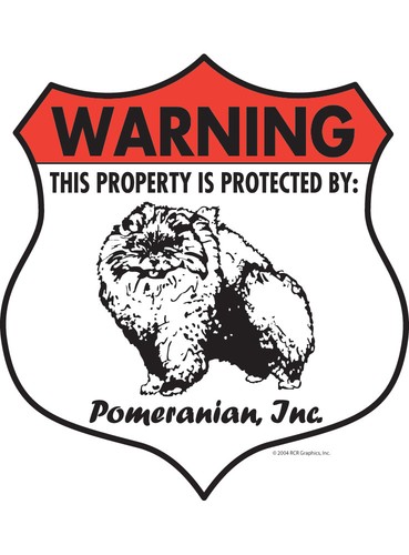Warning! Pomeranian Property Protected - Beware Dog Aluminum Dog Sign - 7" x 8" - Picture 2 of 4