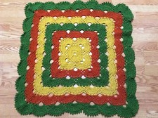 Hand crocheT baby blanket/lap afghan-BOY/GIRL VIRUS ORANGE GREEN-SHOWER GIFT