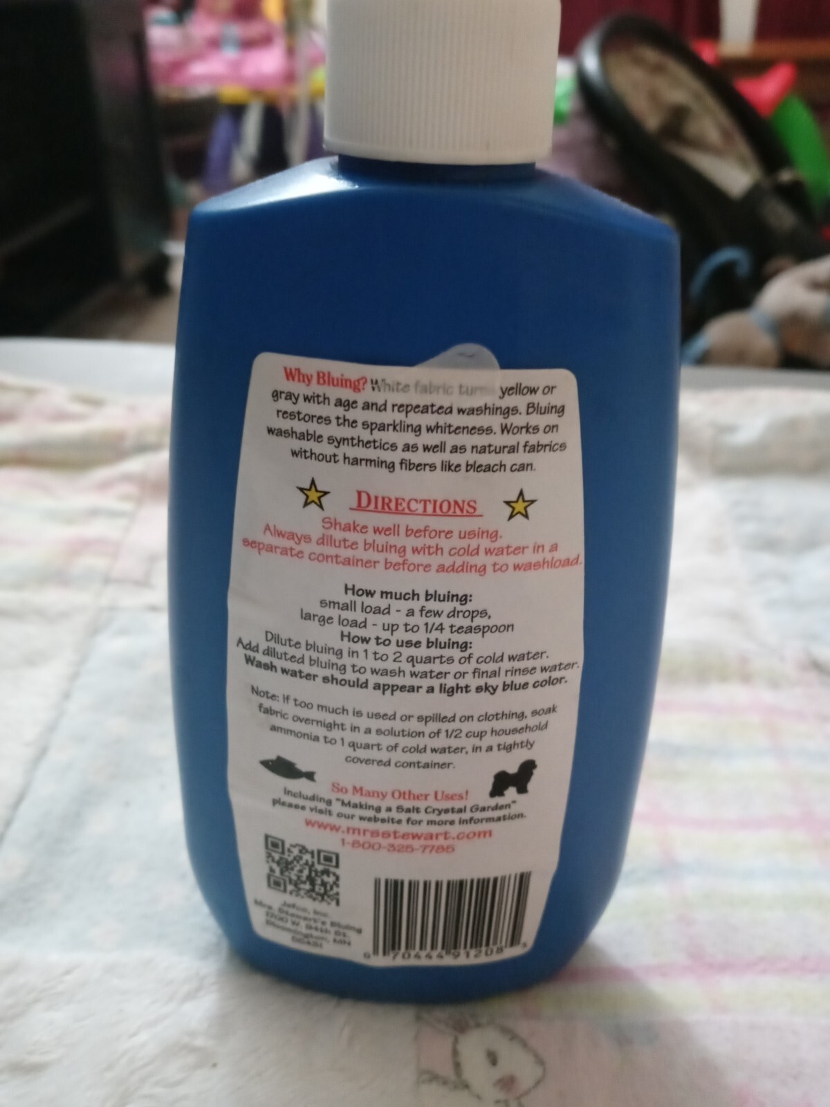 Mrs Stewarts Clothing Laundry Whitener Liquid Bluing 8 Oz Bottle USA