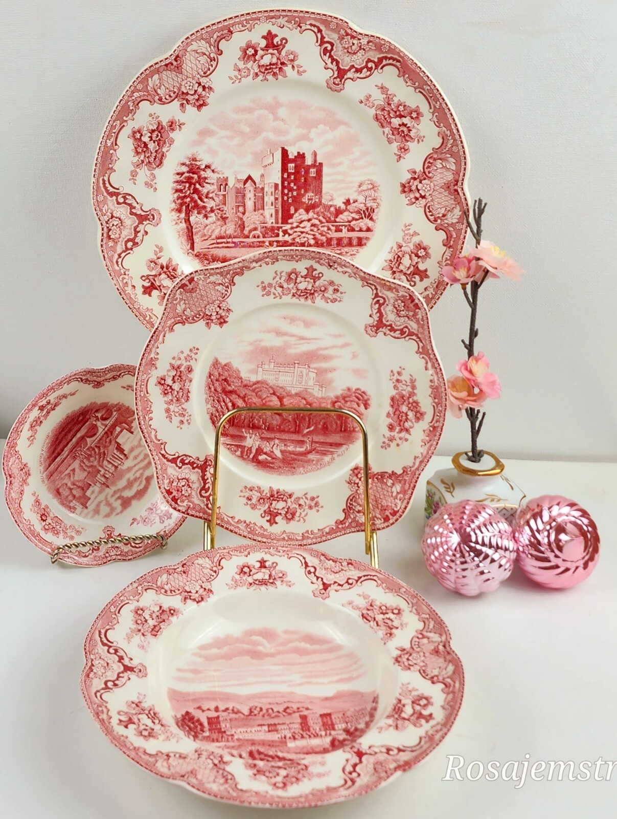 1900's JOHNSON BROTHERS Old Britain Castles Pink, Dinnerware