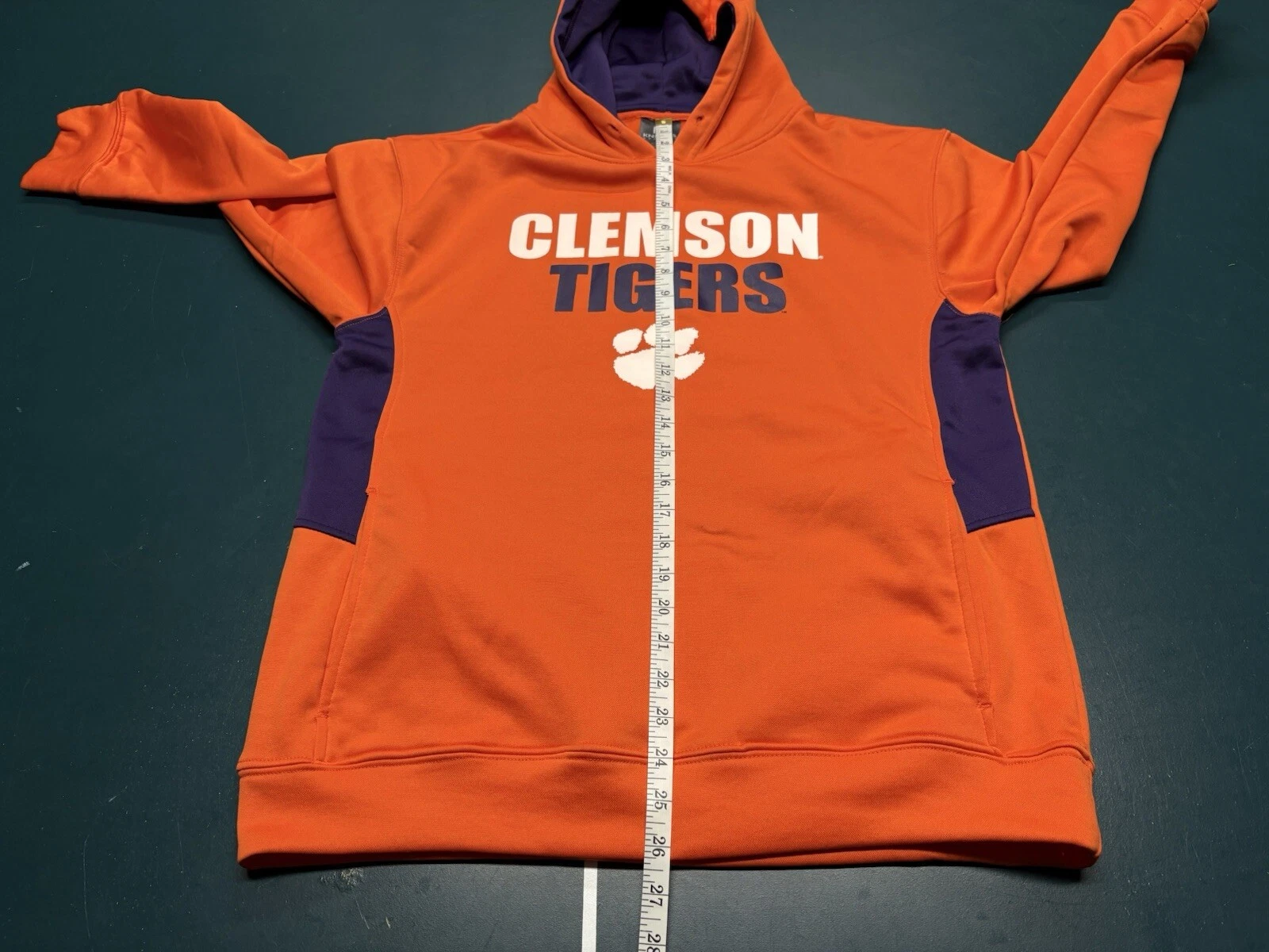 VETEMENTS Felpa con cappuccio pullover arancione Clemson Tigers NCAA Knights Apparel taglia media 38 40
