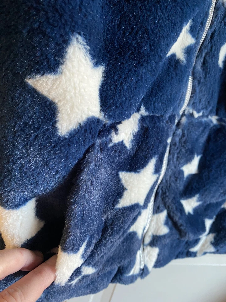 Abrigo Chaqueta Steve Madden Niñas Azul Imitación Piel Blanco Estrellas Cremallera 14/16 Foto 4 de 4