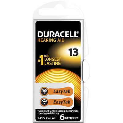 Duracell Activair Hearing Aid 13 0% Mercury 6 Batt. 1,45 V Zinc Air MHD 11.2026