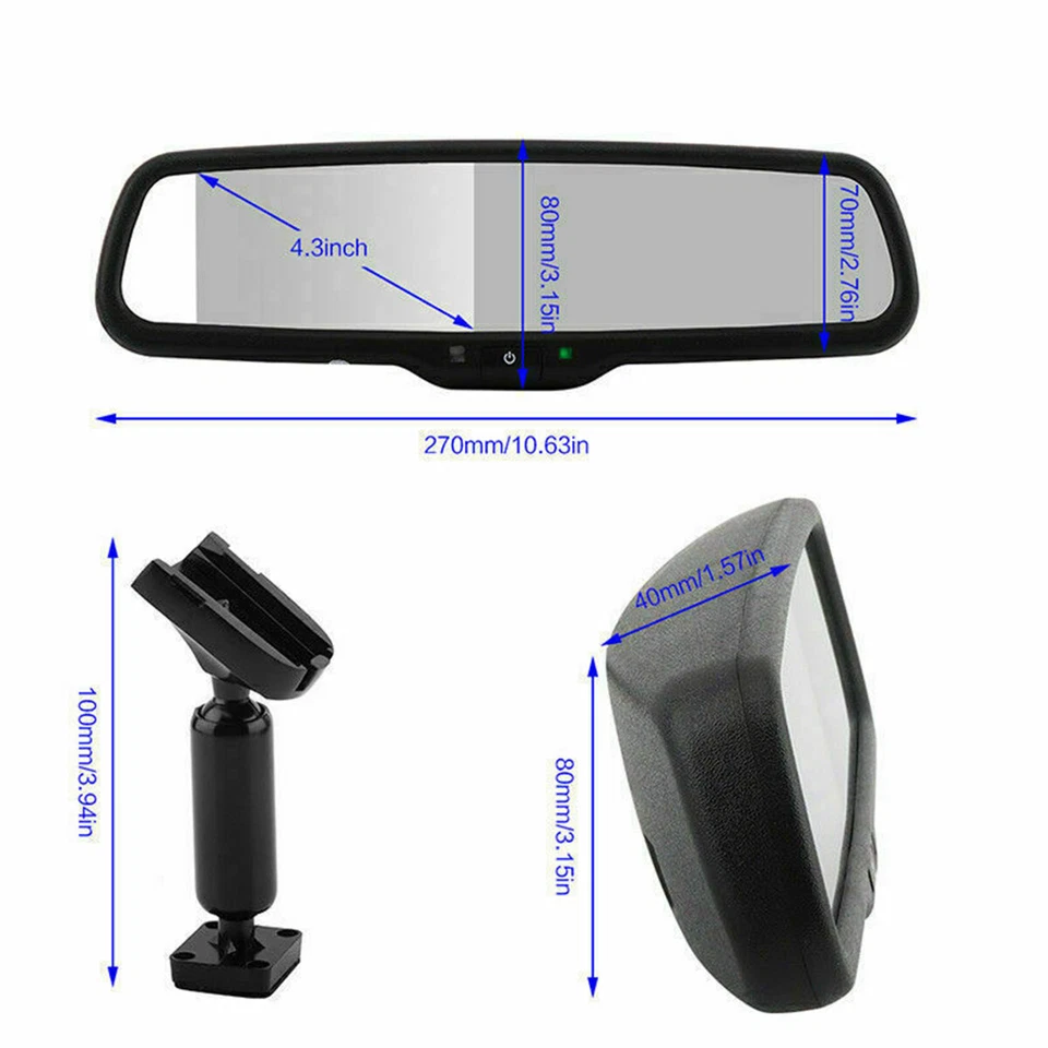 4.3" Car Rear View Mirror Monitor Backup Camera Parking Reverse OEM No1 Bracket - Image 2 of 4