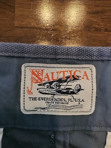 Nautica Jeans Co. Mens Shorts Blue Cargo Pockets Cotton Sz 36 Baggy 11" Y2K - Picture 2 of 18
