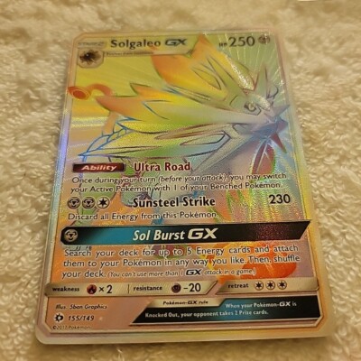Solgaleo GX Pokémon Card 155/149 Rainbow Full Art | eBay