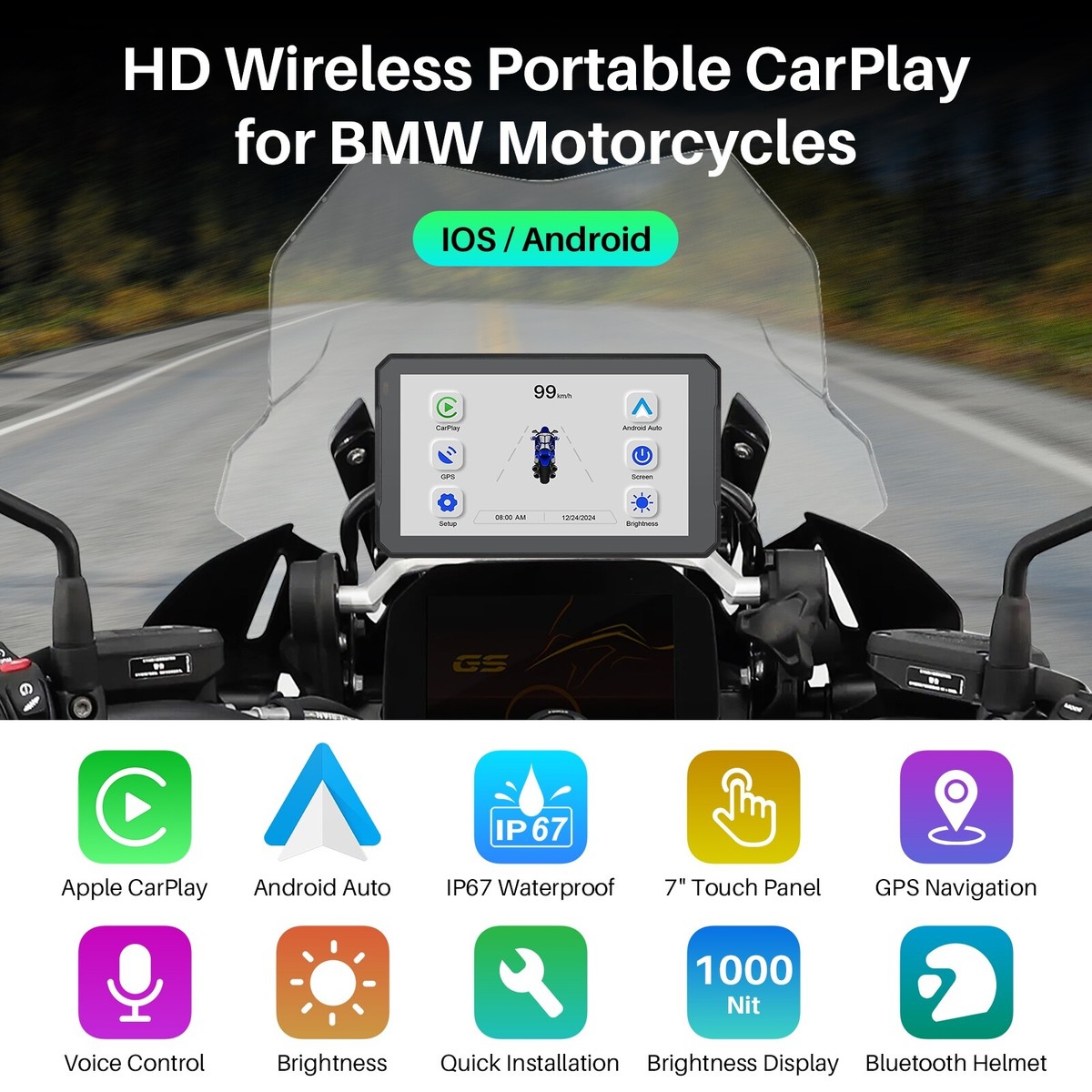 アクセサリー BMW Motorcycle Carplay 7 Inch Carplay Android Auto BMW Moto Stereo OEM für BMW