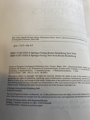 Theoretical Physics Ser.: Quantum Mechanics : Symmetries by Berndt