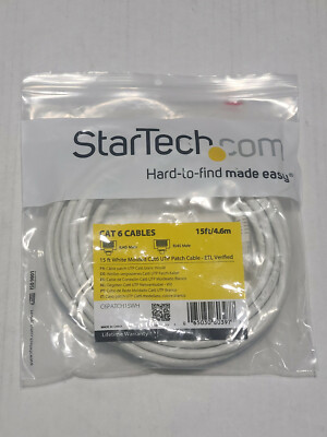 StarTech 15ft White Molded Cat6 UTP Patch Cable C6PATCH15WH