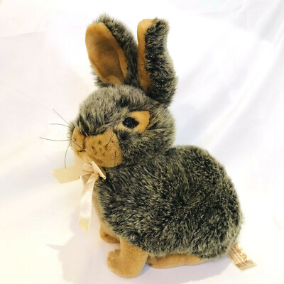 Dan Dee Gray Brown Bunny Rabbit Plush Realistic Sitting 9'' Collectors VTG EUC