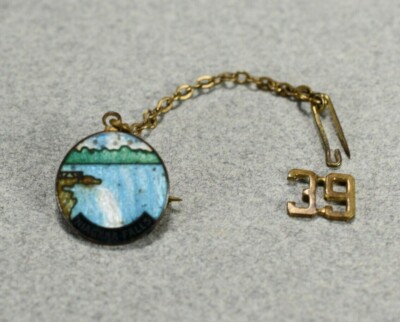 Vintage 1939 Niagara Falls Enamel Pin & Date Brooch Pin  Repair -- 1937
