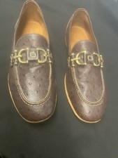 Donald j Pliner MORITZ Ostrich buckle brown loafer men’s sz 9.5m