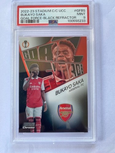 BUKAYO SAKA 2022-23 Topps Stadium Club Chrome UEFA Goal Force Black Ref 05/10