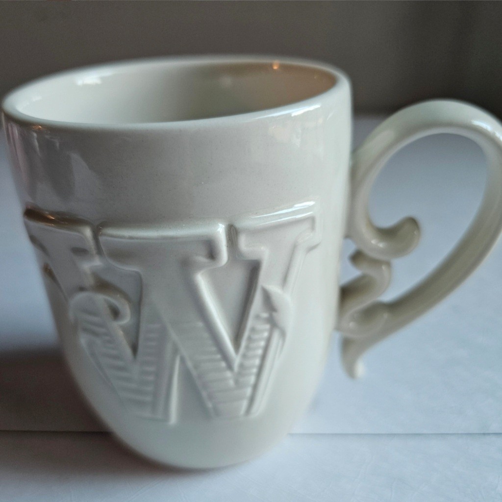 Mud Pie Initial Mug Raised Letter A Or W Monogram White Ceramic Tea Coffee Cup
