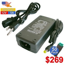 AC DC Adapter 12V 5A 5 Amp 60W Transformer 10 50 Pack For CCTV  LED Strip Light