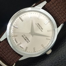 VINTAGE REFURBISHED MONTINE HAND-WINDING SWISS MENS SILVER DIAL WATCH a445234-1