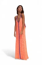 pitusa Inca Coral Maxi Cover Up Beach Pool Dress  ONE SZ Standard Purple EUC