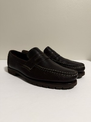 Allen Edmonds Hampton Penny Loafers Mens 11 D Brown Excellent Leather Lug Sole