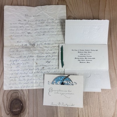 Graduation Invitation 1928 Valedictorian Speech Teacher Card Westbrook Minnesota