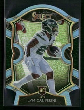 2020 Panini Select #80 La'Mical Perine Light Blue Prizm Die Cut Jets Rookie