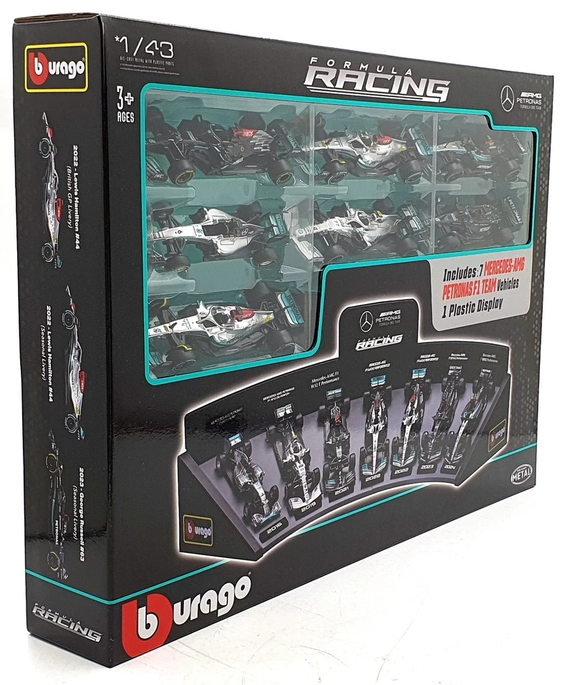 Burago escala 1/43 18-38170 - Mercedes-AMG Petronas F1 7 coches y soporte de exhibición Foto 2 de 4