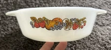 Vintage Anchor Hocking Fire King  Natures Bounty Fruit 1 Quart Casserole Dish 