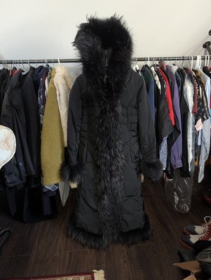 MONCLER Asiatic Raccoon Fur Hooded Soba Giubbotto Italy Long Puffer Coat Sz 1