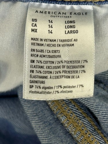 American Eagle Women's Blue Jeans Wide Leg Hi Rise Dark Wash, Size 14 Long. 3F - Bild 8 von 8