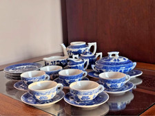 Vintage Blue Willow Style Miniature Children's Tea Set Made in Japan